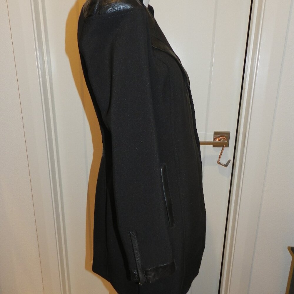 White House Black Market Leather Trim Black Moto Jacket Size XXS - Picture 11 of 15